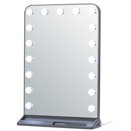 IMMAX LED zrcadlo HOLLYWOOD Make-up/ CCT/ LCD display/ USB C/A výstupy/ šedé