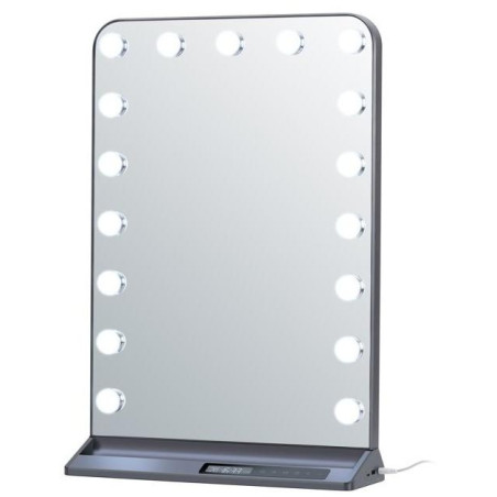 IMMAX LED zrcadlo HOLLYWOOD Make-up/ CCT/ LCD display/ USB C/A výstupy/ šedé