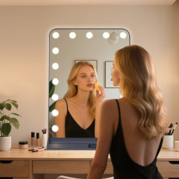 IMMAX LED zrcadlo HOLLYWOOD Make-up/ CCT/ LCD display/ USB C/A výstupy/ šedé