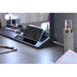 IMMAX LED zrcadlo HOLLYWOOD Make-up/ CCT/ LCD display/ USB C/A výstupy/ šedé