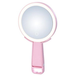 IMMAX LED kosmetické zrcátko SWEET Make up/ oboustranné/ 10x zvětšovací/ CCT/ stojánek na mobil/ růžové