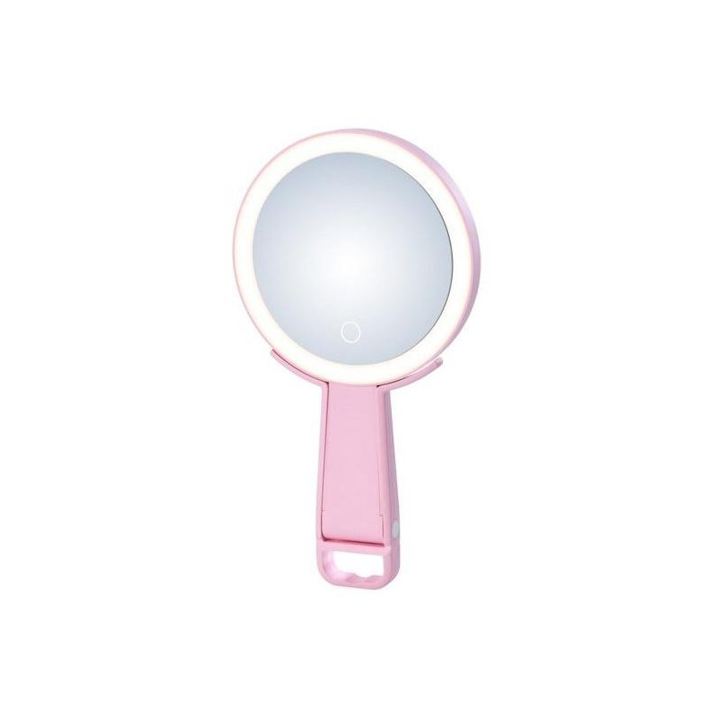 IMMAX LED kosmetické zrcátko SWEET Make up/ oboustranné/ 10x zvětšovací/ CCT/ stojánek na mobil/ růžové
