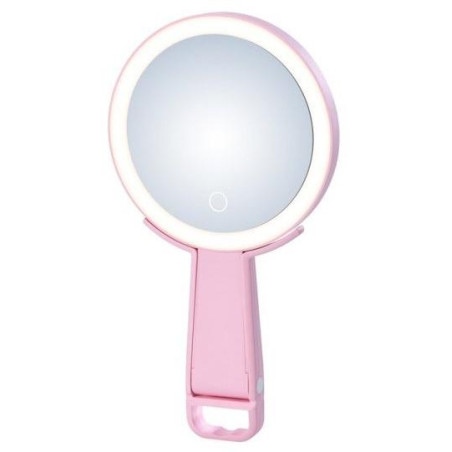 IMMAX LED kosmetické zrcátko SWEET Make up/ oboustranné/ 10x zvětšovací/ CCT/ stojánek na mobil/ růžové