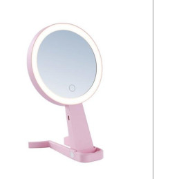 IMMAX LED kosmetické zrcátko SWEET Make up/ oboustranné/ 10x zvětšovací/ CCT/ stojánek na mobil/ růžové