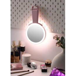 IMMAX LED kosmetické zrcátko SWEET Make up/ oboustranné/ 10x zvětšovací/ CCT/ stojánek na mobil/ růžové