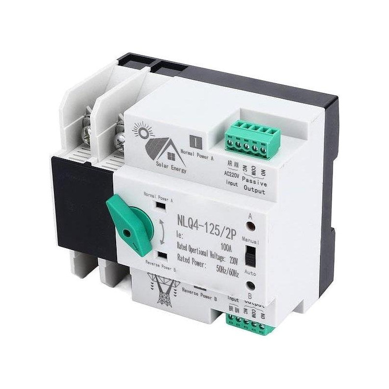 Solarmi NLQ4-125/2P, automatický přepínač sítí - napájení 2P 230V 20A pro FVE