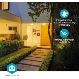 NEDIS IP kamera/ venkovní/ IP65/ Wi-Fi/ 3Mpix/ 1296p/ dobíjecí/ reflektor/ detekce pohybu/ noční vidění 10m/ černá