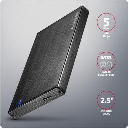 AXAGON hliníkový box pro 2,5" SATA SSD/HDD / EE25-XA6C / USB-C 3.2 Gen 1 / kabel 50cm