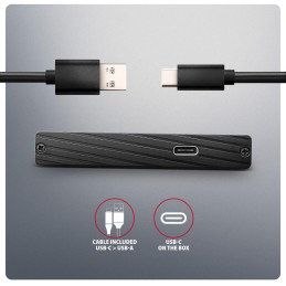 AXAGON hliníkový box pro 2,5" SATA SSD/HDD / EE25-XA6C / USB-C 3.2 Gen 1 / kabel 50cm