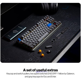 Endorfy mechanická klávesnice Thock V2 TKL / bezdrátová / ARGB /  yellow sw. / USB / CZ/SK layout