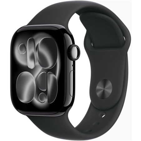 Apple Watch Series 11 42mm Klavírně černý hliník s černým sportovním řemínkem - S/M