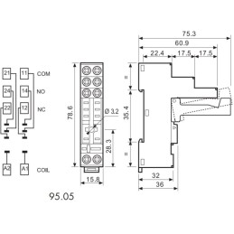 Solarmi patice relé Finder 95.05, 40/44, 99.02, 1P/2P