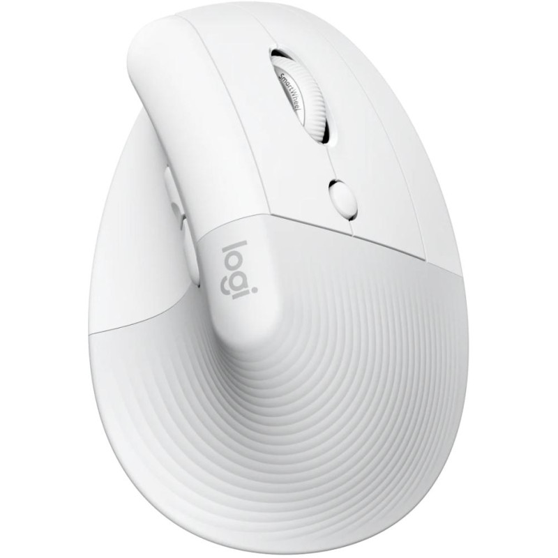 Logitech Lift for Mac Vertical Ergonomic Mouse - White   Vertikální myš, optická, 6 tlačítek, bezdrátová, Bluetooth