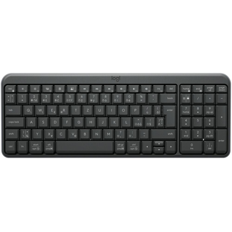 Logitech klávesnice K250/ Kompaktní/ Bezdrátová/ 2.4GHz/ USB přijímač/ Bluetooth/ CZ/ Černá