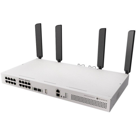 MikroTik Switch/Router CRS418-8P-8G-2S+RM, 5 + 2,4 GHz Wi-Fi 6 4x4 MIMO, 8x GbE, 8x GbE PoE+ (150 W), 2x SFP+, USB 3, L5