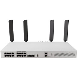MikroTik Switch/Router CRS418-8P-8G-2S+RM, 5 + 2,4 GHz Wi-Fi 6 4x4 MIMO, 8x GbE, 8x GbE PoE+ (150 W), 2x SFP+, USB 3, L5