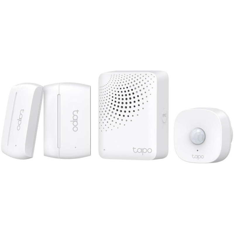 TP-Link Tapo T30 KIT, 1×Tapo T100, 2×Tapo T110, 1×Tapo H100, pohybový senzor, dveřní senzor, hub se zvonkem