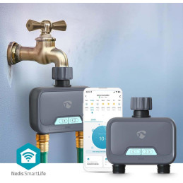 NEDIS chytrý zavlažovací systém/ regulátor průtoku vody/ Bluetooth/ rozsah 3 - 50 °C/ IP54/ Android/ iOS/ šedý