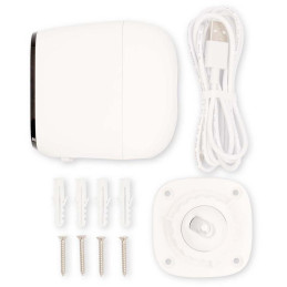 NEDIS IP kamera/ venkovní/ IP66/ Wi-Fi/ 4Mpix/ 1440p/ dobíjecí/ reflektor/ detekce pohybu/ noční vidění 8m/ bílá