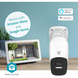 NEDIS IP kamera/ venkovní/ IP66/ Wi-Fi/ 4Mpix/ 1440p/ dobíjecí/ reflektor/ detekce pohybu/ noční vidění 8m/ bílá