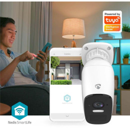 NEDIS IP kamera/ venkovní/ IP66/ Wi-Fi/ 4Mpix/ 1440p/ dobíjecí/ reflektor/ detekce pohybu/ noční vidění 8m/ bílá