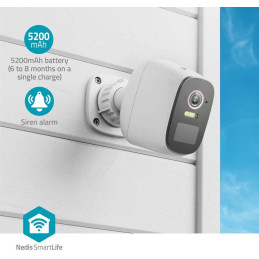 NEDIS IP kamera/ venkovní/ IP66/ Wi-Fi/ 4Mpix/ 1440p/ dobíjecí/ reflektor/ detekce pohybu/ noční vidění 8m/ bílá