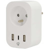 NEDIS WLAN-Steckdose mit Stromzähler, 16 A, französischer Typ E, Schutzart IP21, 3680 W, 1x USB-C, 2x USB, weiß