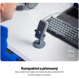 Endorfy mikrofon Solum Voice S / drátový / pop-up filtr / RGB podsvícení / USB-C / šedý