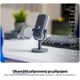 Endorfy mikrofon Solum Voice S / drátový / pop-up filtr / RGB podsvícení / USB-C / šedý