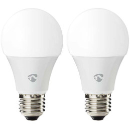 NEDIS Wi-Fi chytrá LED žárovka/ E27/ A60/ 9W/ 230V/ 806 lm/ teplá až studená bílá/ 2700 - 6500K/ RGB/ stmívatelná/ 2ks