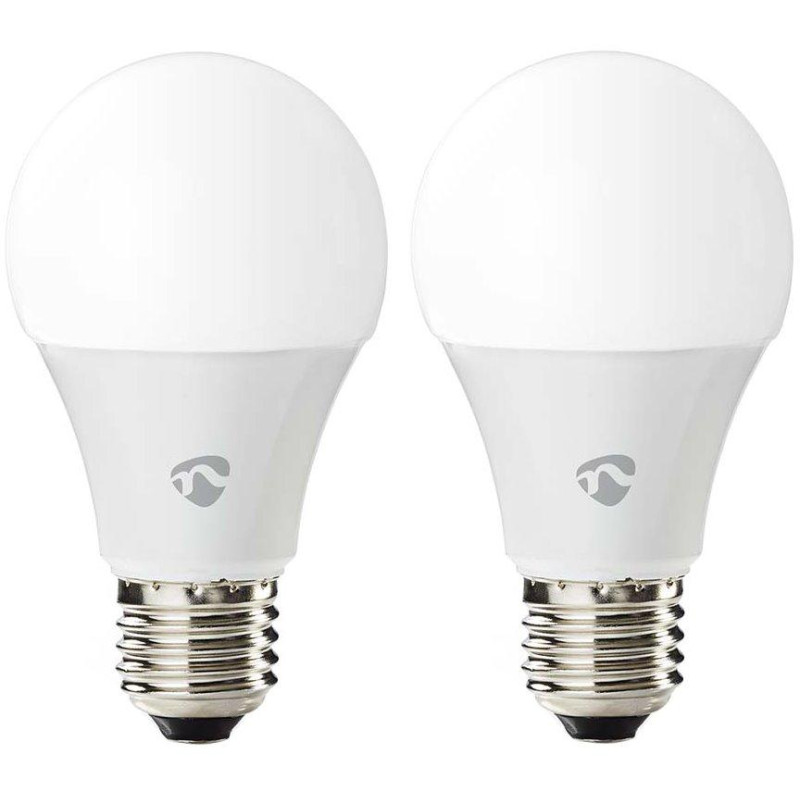 NEDIS Wi-Fi chytrá LED žárovka/ E27/ A60/ 9W/ 230V/ 806 lm/ teplá až studená bílá/ 2700 - 6500K/ RGB/ stmívatelná/ 2ks