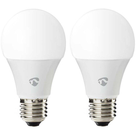 NEDIS Wi-Fi chytrá LED žárovka/ E27/ A60/ 9W/ 230V/ 806 lm/ teplá až studená bílá/ 2700 - 6500K/ RGB/ stmívatelná/ 2ks