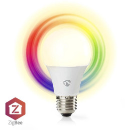 NEDIS chytrá LED žárovka/ Zigbee 3.0/ E27/ A60/ 9W/ 230V/ 470lm/ teplá až studená bíla/ 2700 - 6500K/ RGB/ stmívatelná