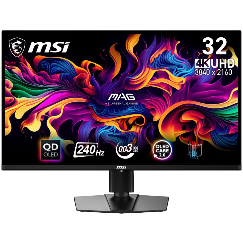MSI Gaming MAG 321UPX QD-OLED/ 31,5"/ 3840 x 2160/ OLED/ 0,03ms/ 165Hz/ 240cd/m2/ 150000:1/ HDMI/ DP/ VESA/ černý
