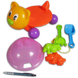 MaDe Tahadlo kočička s příslušenstvím na písek, barevné