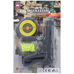 Pistolka na kartě s náhradními kuličkami