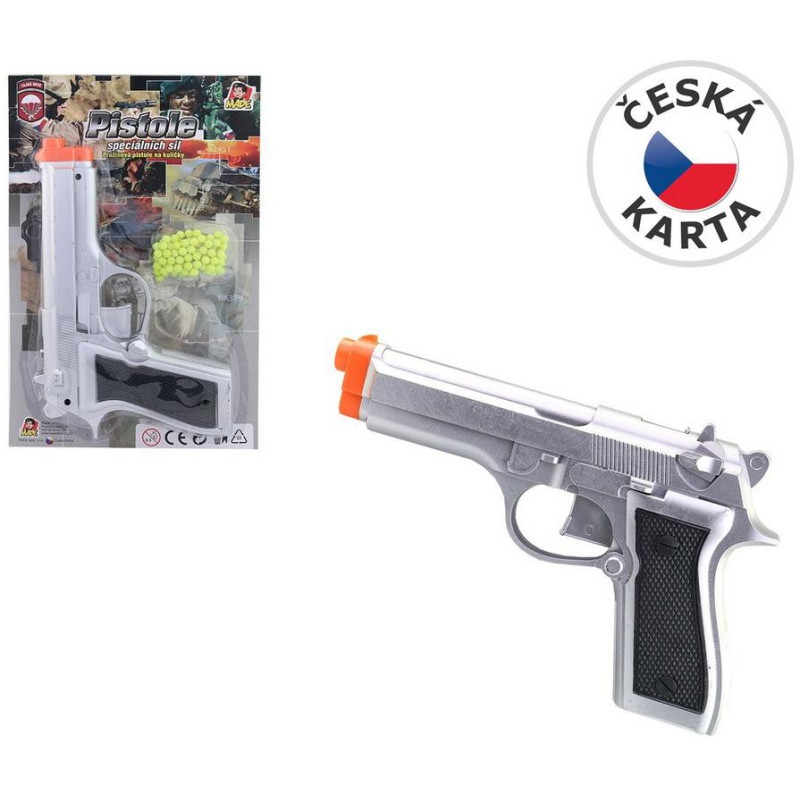 Pistole na kuličky na kartě na pružinu 21 cm