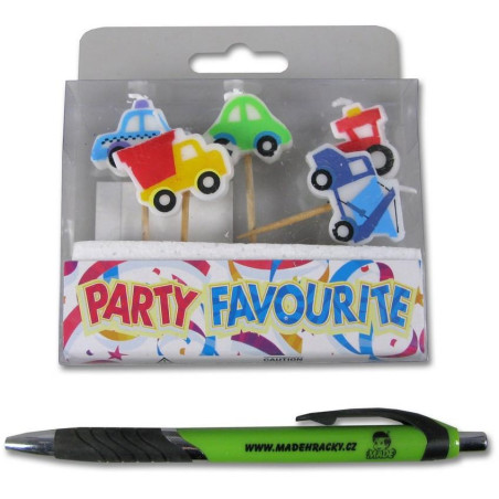 MaDe Dekorace - svíčky ve tvaru autíček, 6,5 cm, barevné