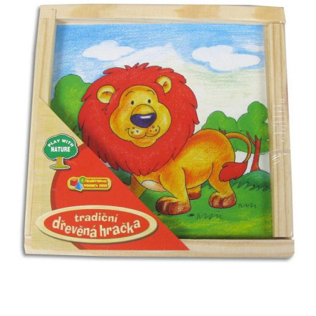 MaDe Kostky zvířátka 2 druhy, kostka 5cm, dřevěné