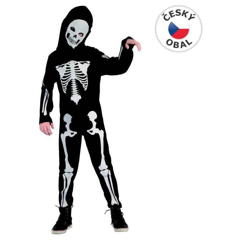 Šaty na karneval - Kostra chlapec, 120-130 cm