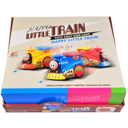Lokomotiva na setrvačnik, na baterie se světlem a zvukem, 9 cm, 12 ks v boxu