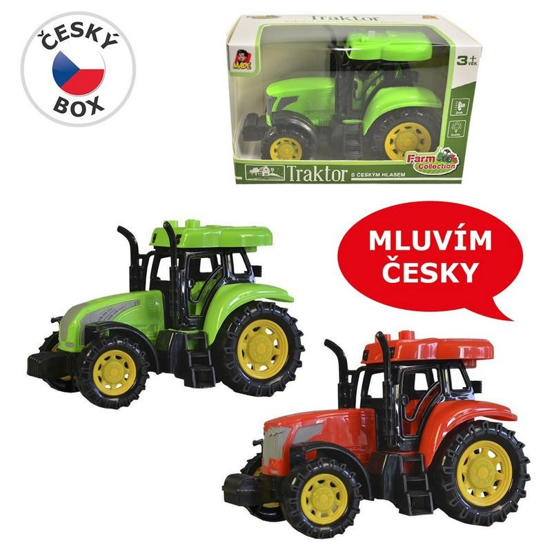Traktor s českým hlasem, světlo zvuk, na setrvačník, 14 cm