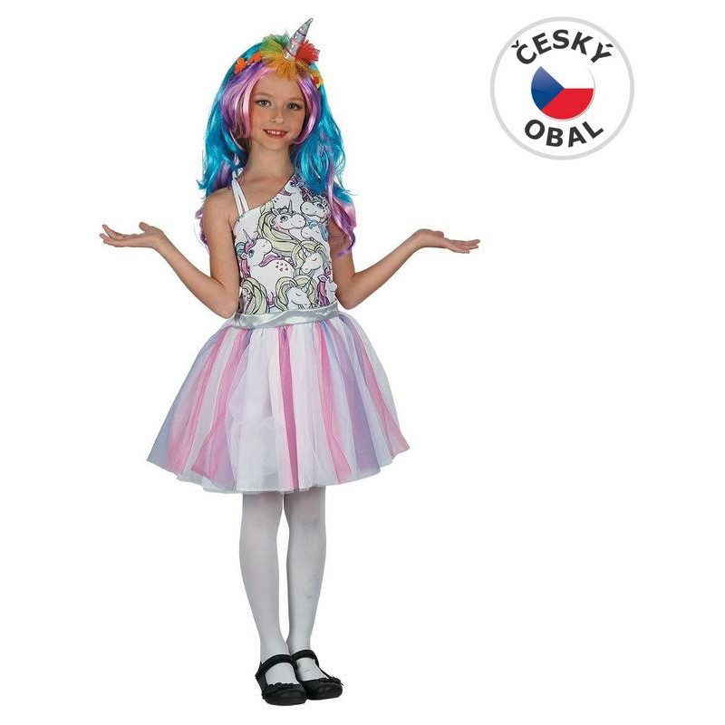 Šaty na karneval - jednorožec, 130-140 cm