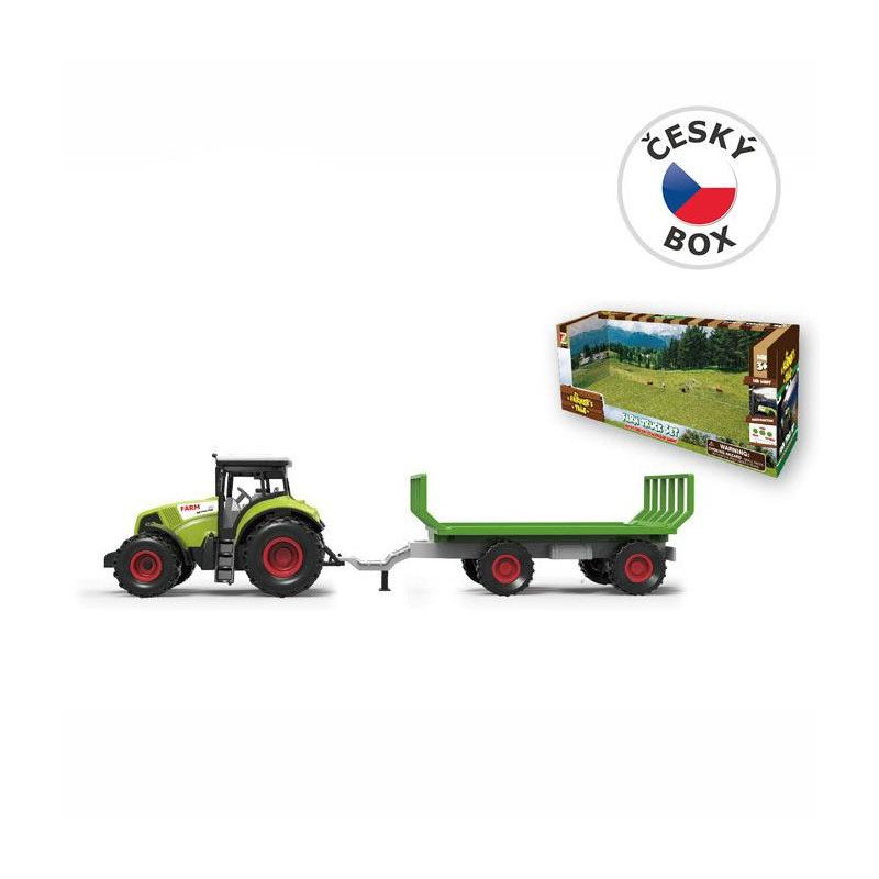 Traktor s přívěsem, se zvukem a světlem, 12,5 x 34,5 cm