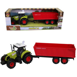 Traktor s přívěsem, se zvukem a světlem, 12,5 x 34,5 cm