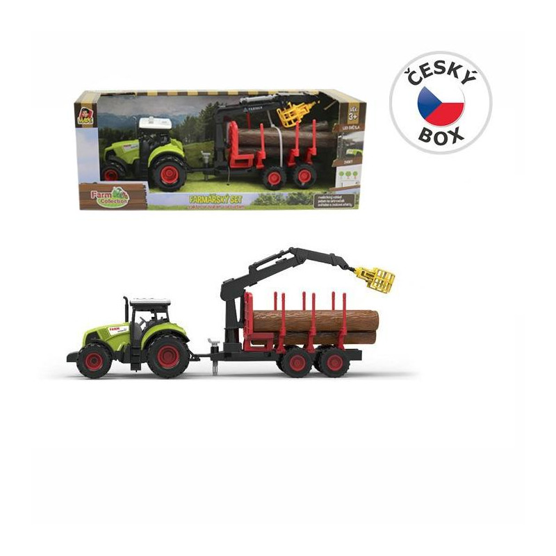 MaDe Traktor s přívěsem, ramenem, zelená