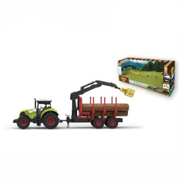 MaDe Traktor s přívěsem, ramenem, zelená
