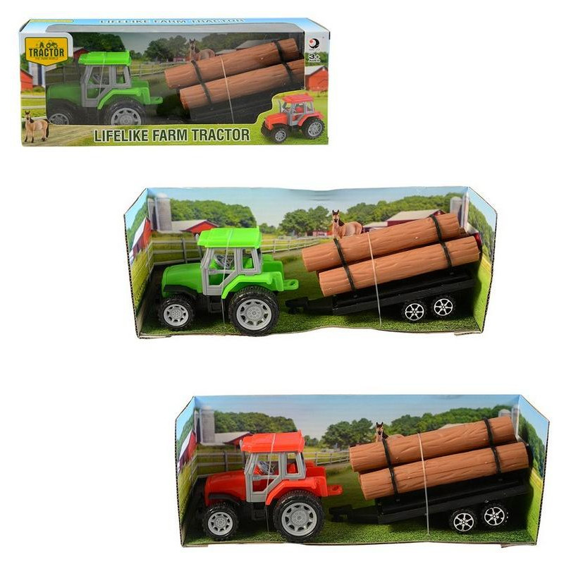 Traktor s přívěsem, na setrvačník, 22 cm