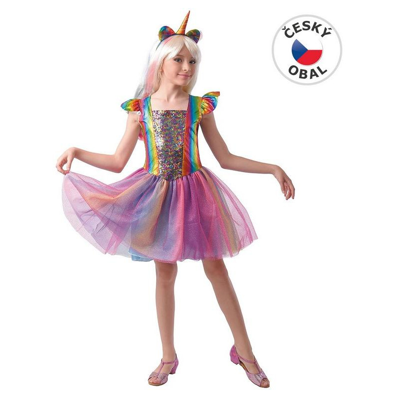 Šaty na karneval - jednorožec, 110 - 120 cm