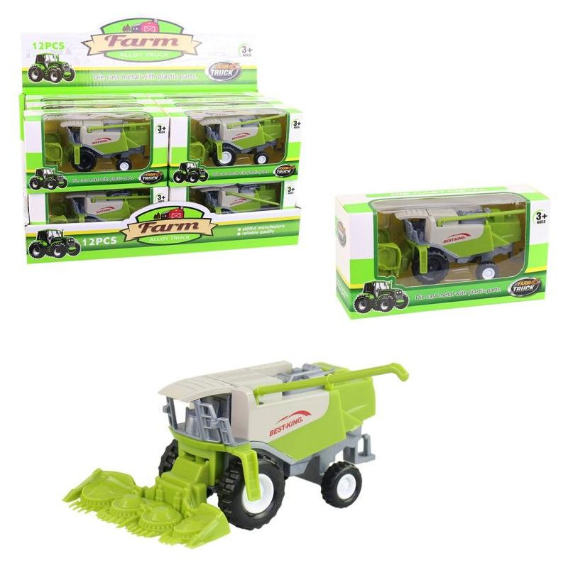 Kombajn, volná kola, kovový, 12 cm, 12 ks v boxu